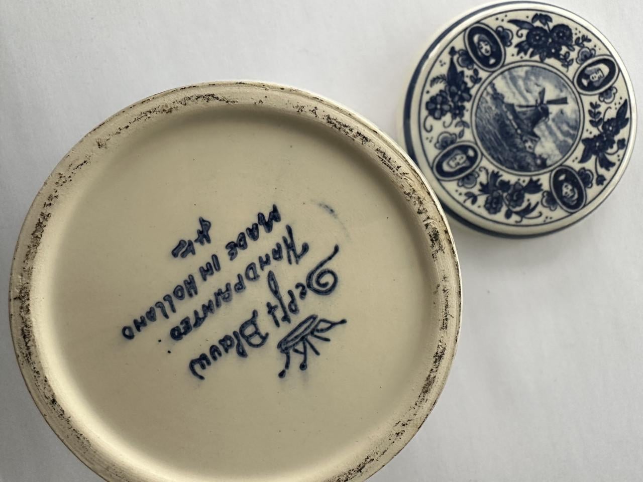 Delfs blauw potje met deksel