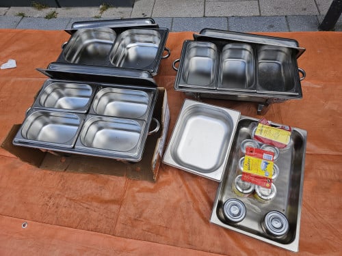 Set van 3 dekschalen met verschillende schalen voor er in te doen