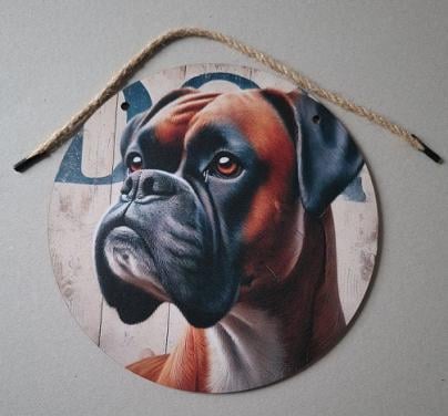 Houten Bord met Boxer Hond