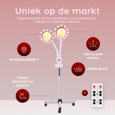 Infraroodlamp op voet als nieuw dubbele kop