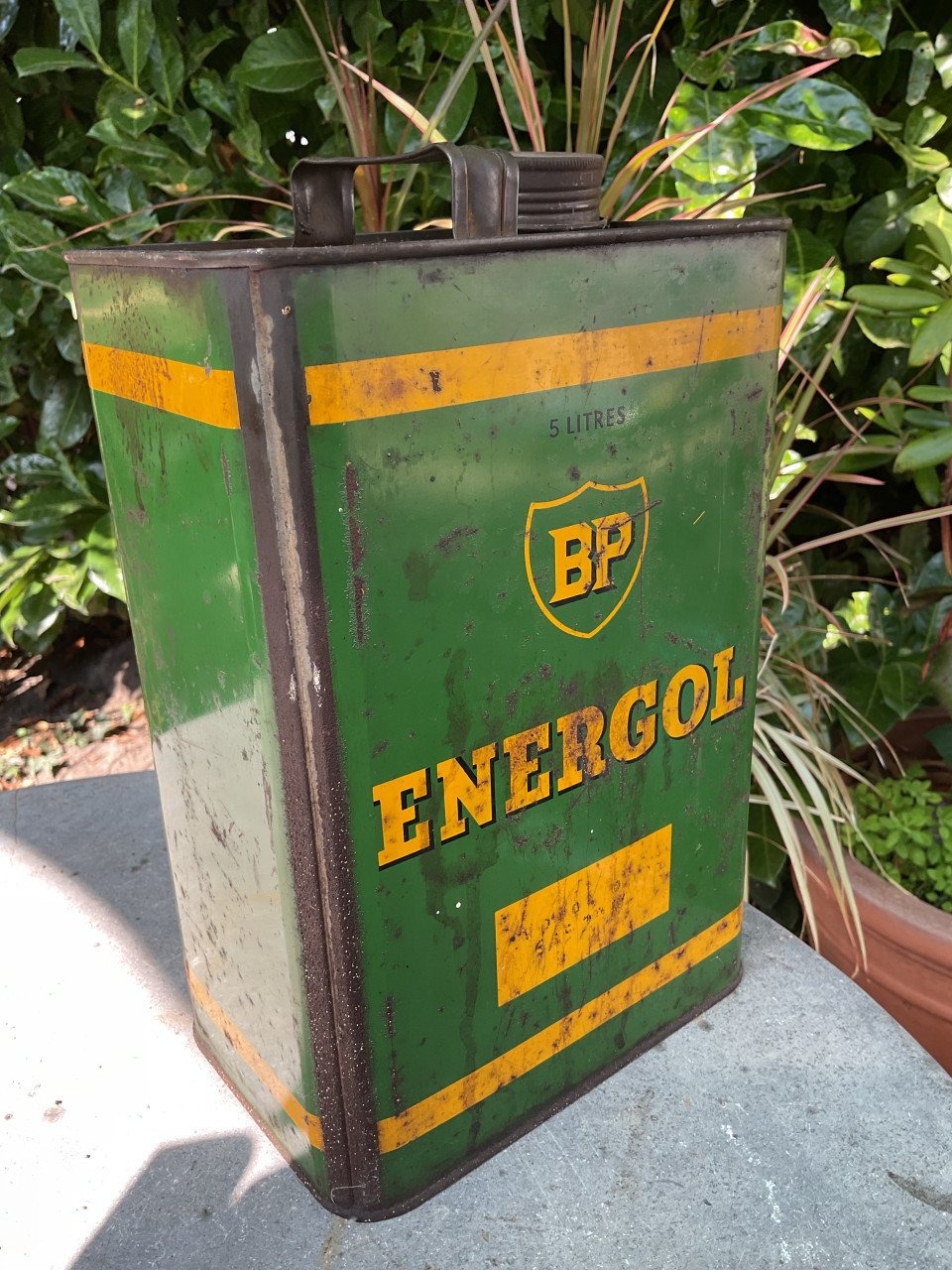 Oud olieblik BP 5 liter