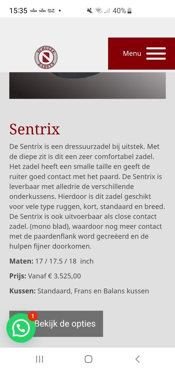 Schutte dressuur zadel 18inch