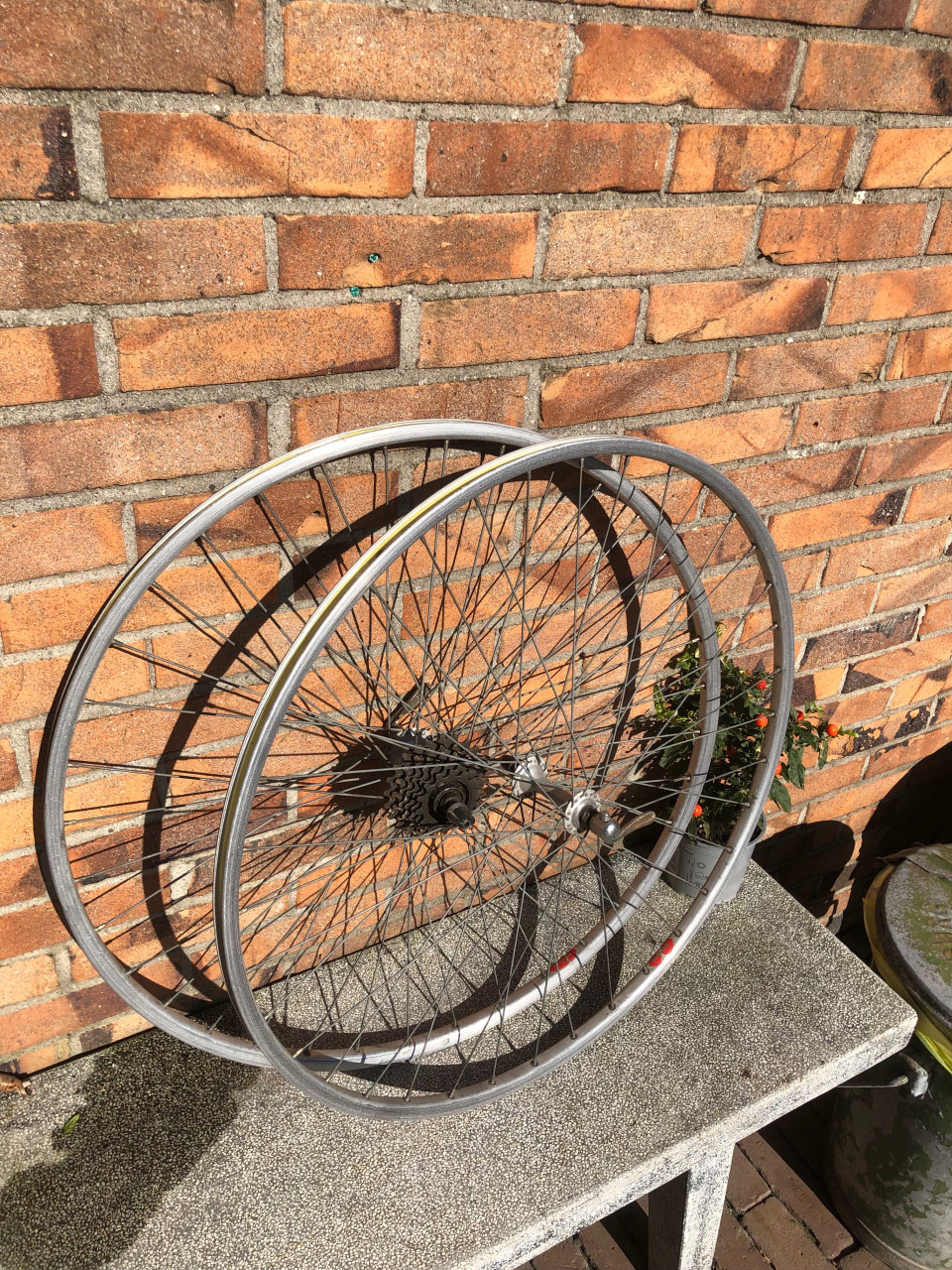 Vintage racefiets wielen.