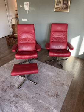Leren verstelbare fauteuils met voetenbank