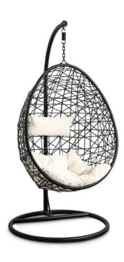 Hangstoel (egg stoel) swing met standaard - zwart - ø104x200