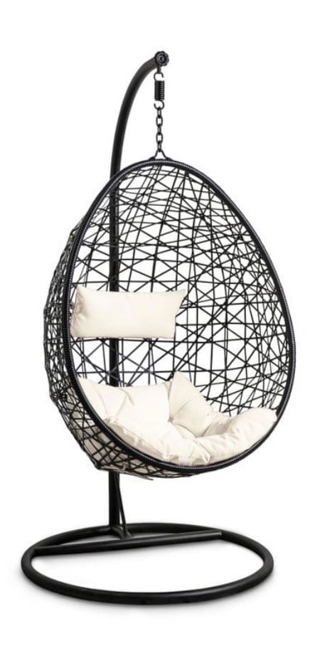 Hangstoel (egg stoel) swing met standaard - zwart - ø104x200