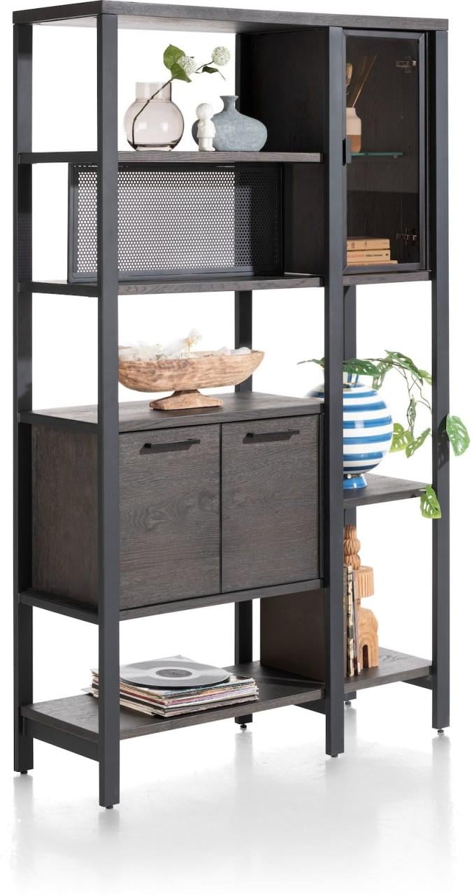 Roomdivider 120 cm - 2-glasdeuren + 4-deuren Castle antraciet Ridgefield