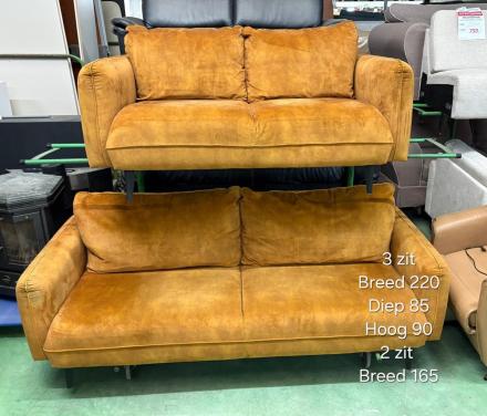 Geel velours bankstel