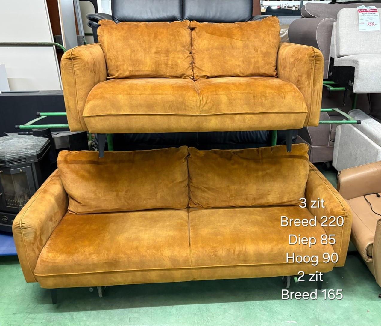 Geel velours bankstel