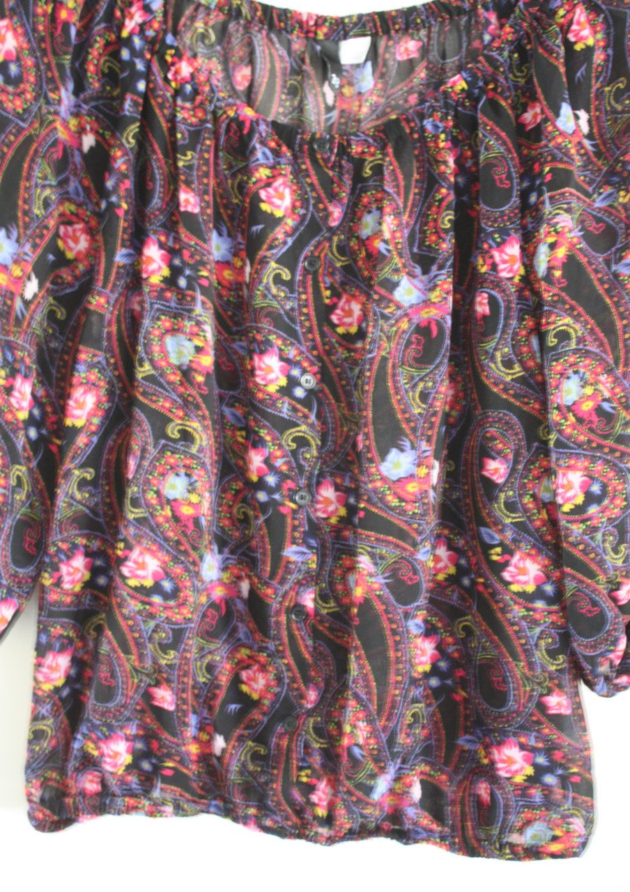 Blouse zwart met print  maat