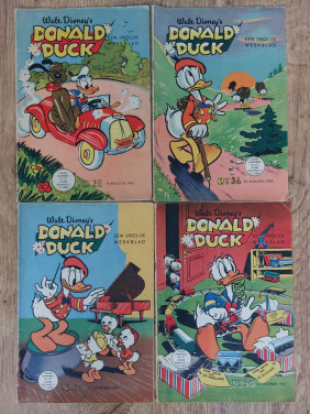 Donald Duck weekblad 1953, 4 stuks, bieden. Voor de verzamelaar
