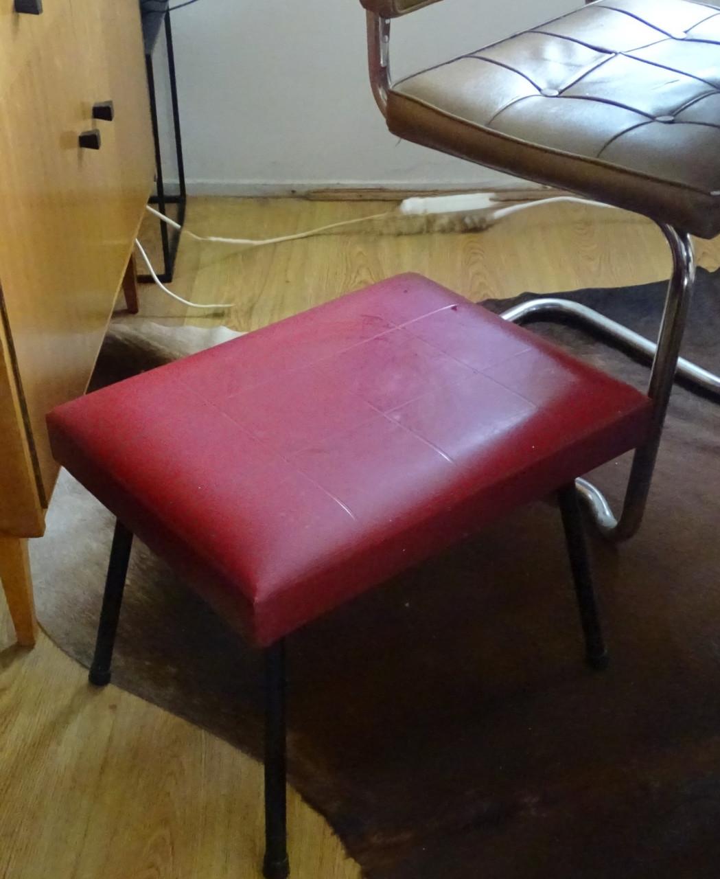 Vintage Kruk of Voetenbank Kunstleer