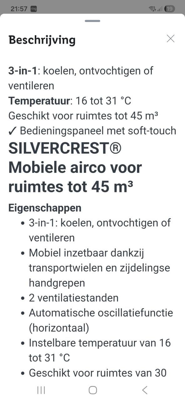 Mobiele airco GERESERVEERD