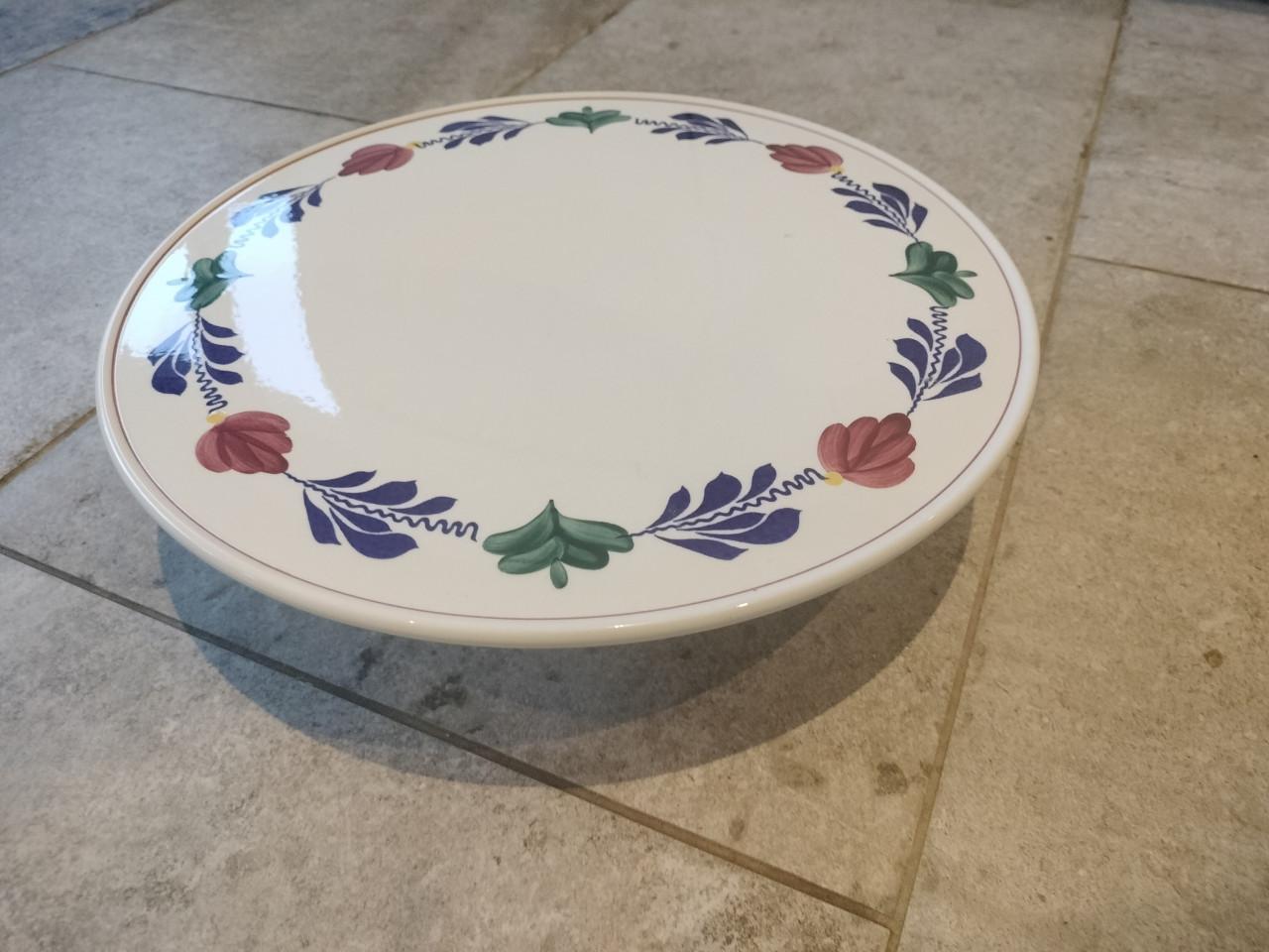 Boerenbont taartschaal op voet