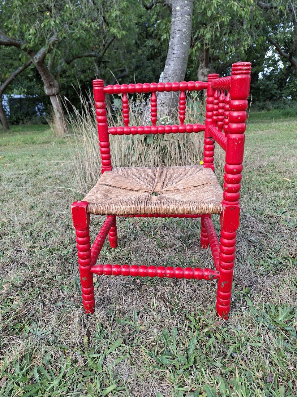 Robbin hoekstoel met rattan zitting