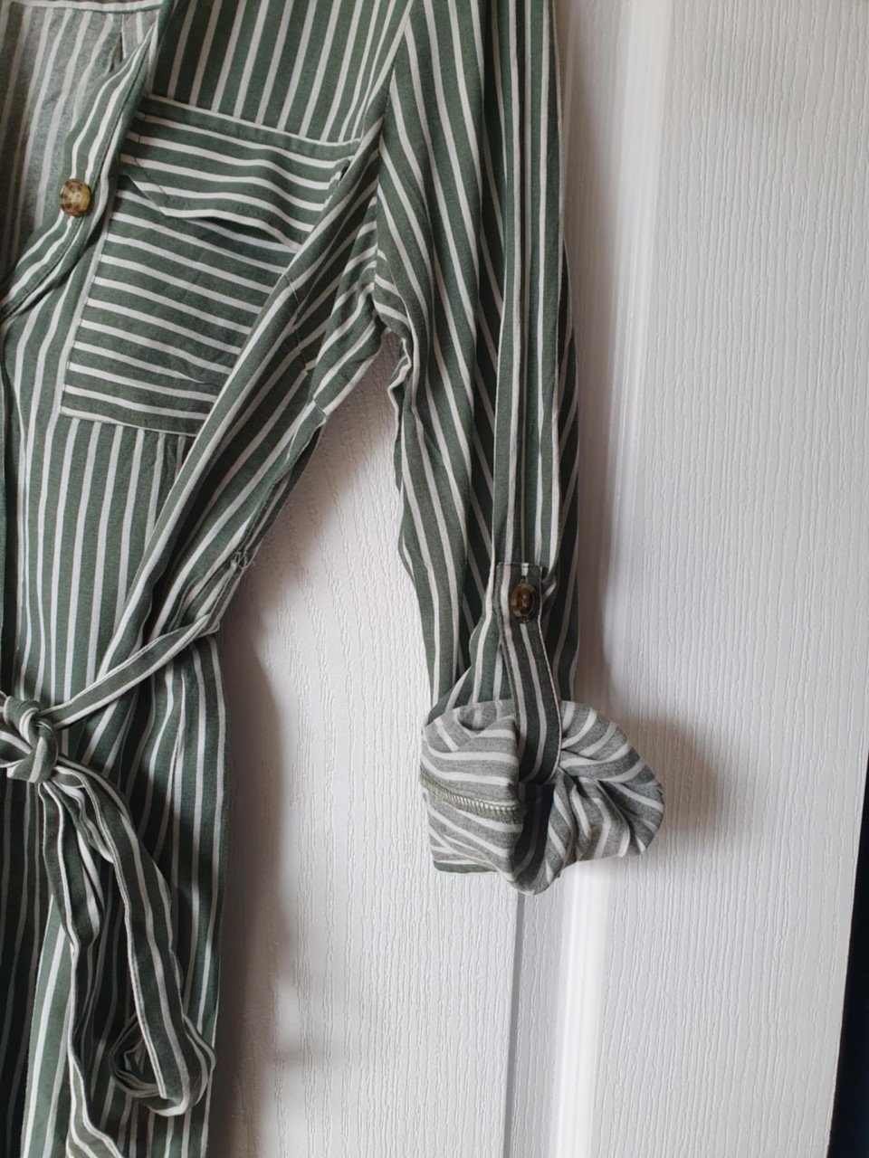 Groen met wit gestreept blousejurkje maat XS