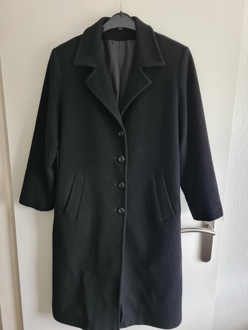 Mooie Vintage lange zwarte jas Mt 46 / Mt L