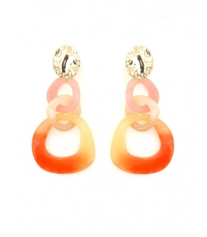 Oorclips met roze, perzik en oranje accenten