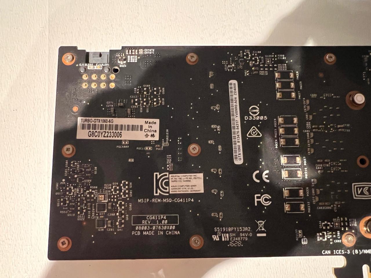 ASUS TURBO GTX 1060 6GB grafische kaart