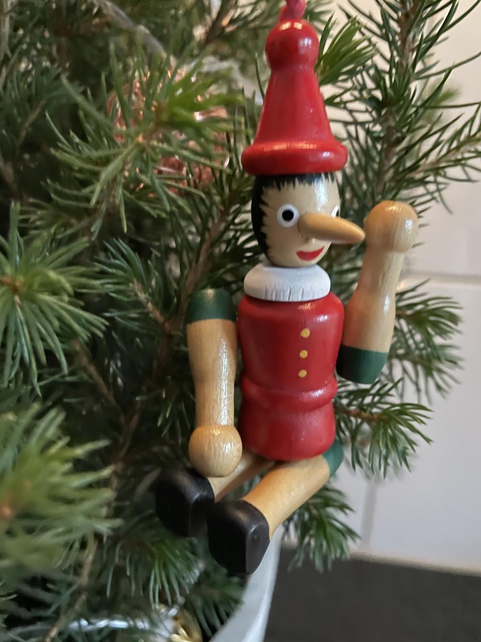 5x Pinokkio kerstboom hanger hout ca 10 cm - beweegbare benen armen