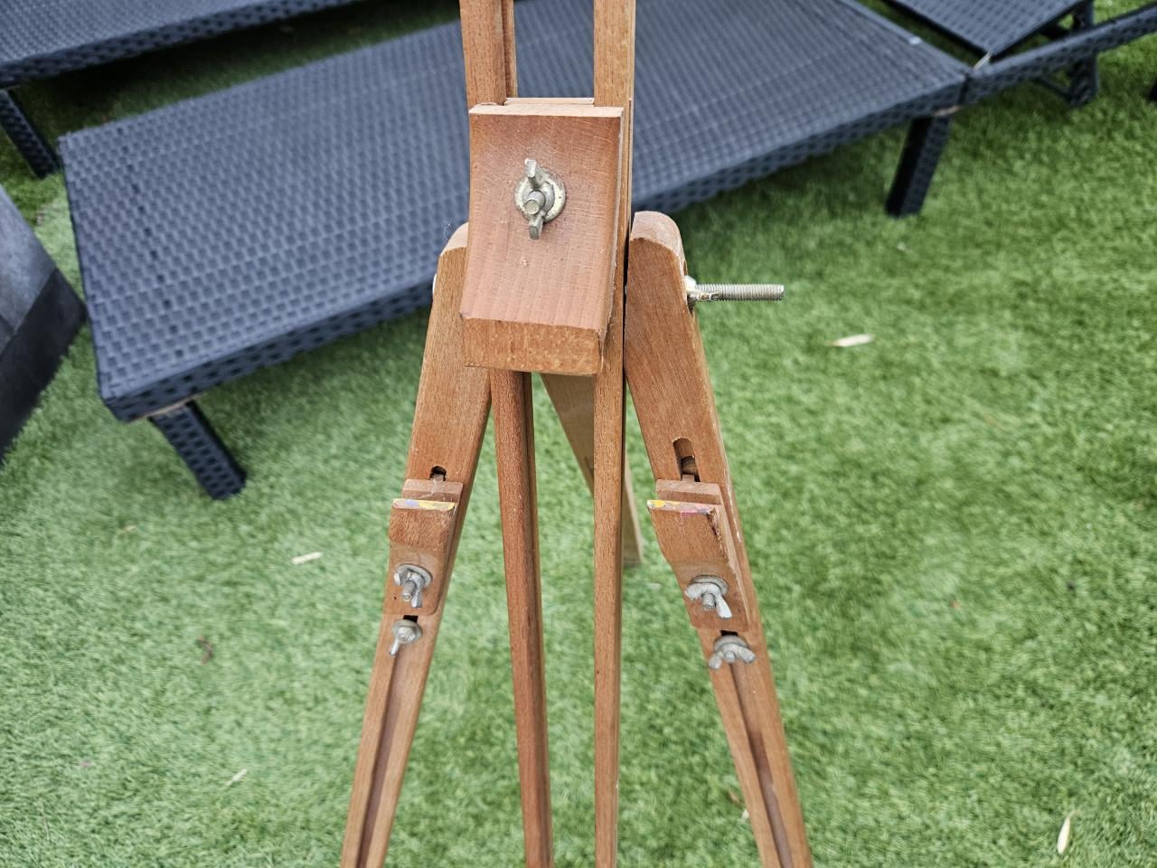 Houten vintage schildersezel, inklapbaar en verstelbaar