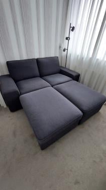 Lounge bank met 2 opberg poefen