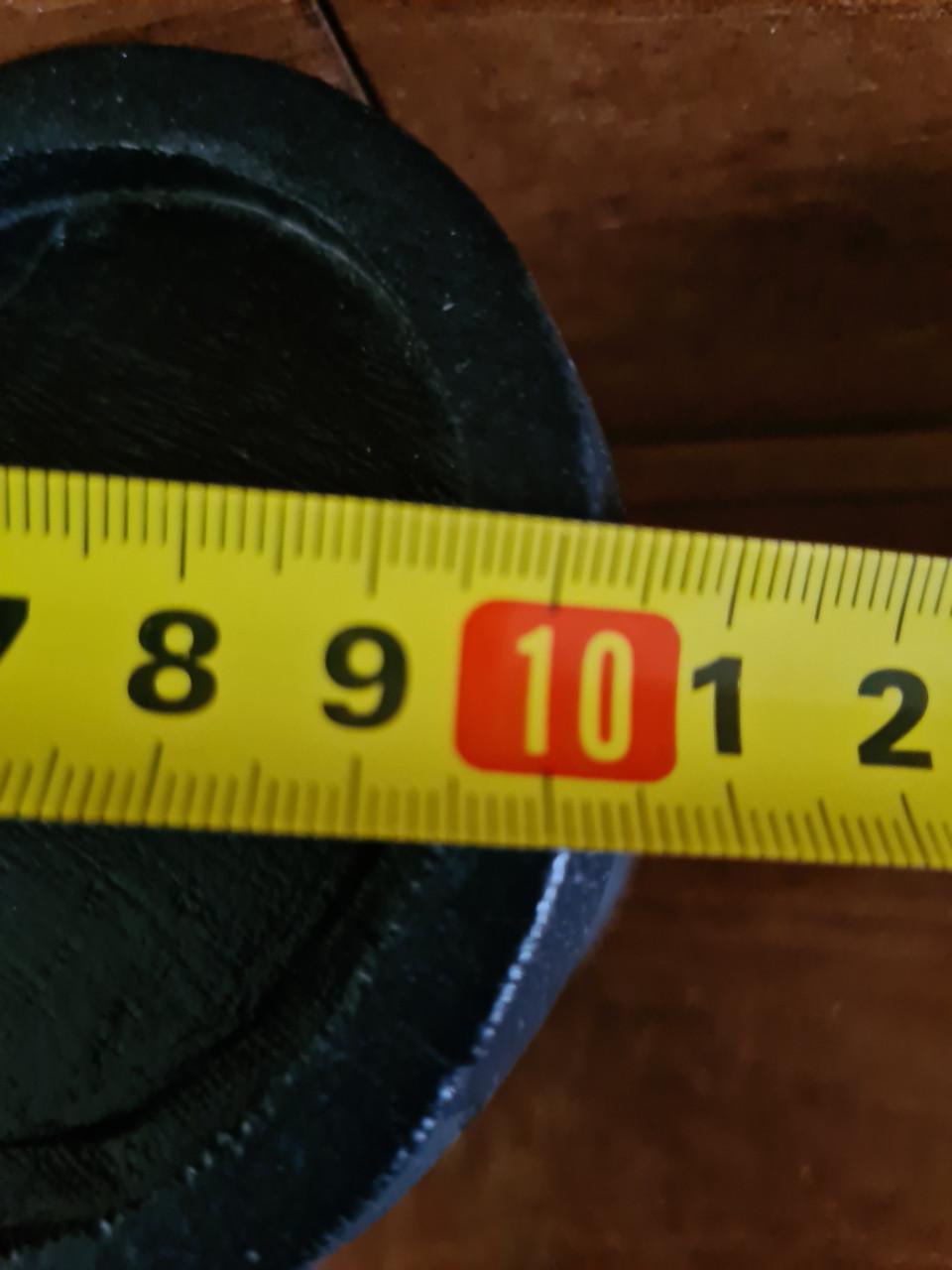 Brocante glazen stolp met zwarte houten voet