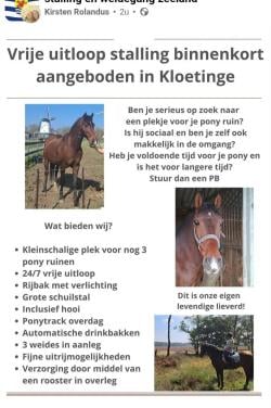 Aangeboden plekje voor een pony ruin