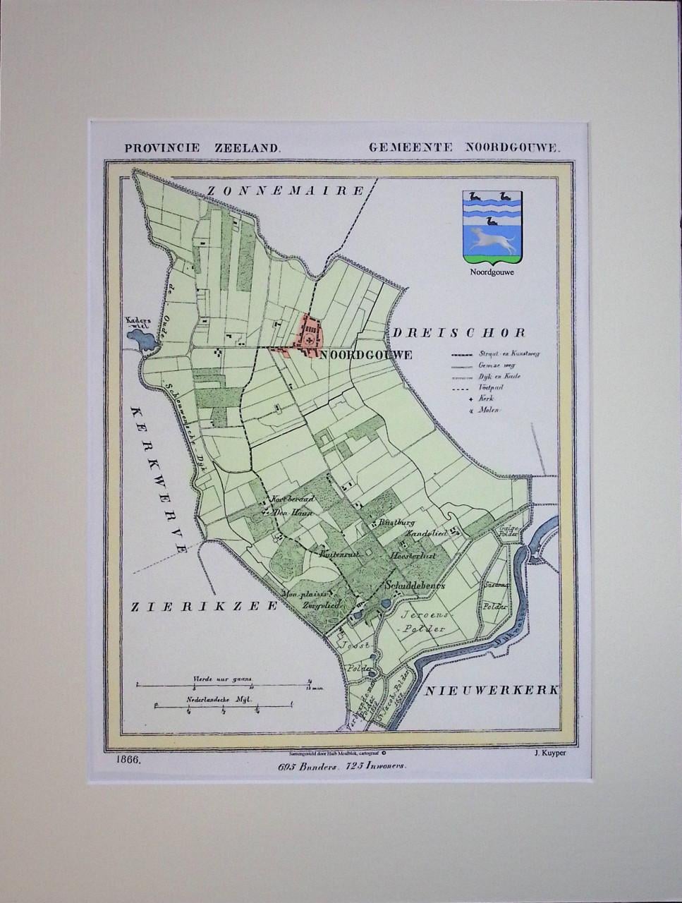 Historische Gemeentekaartjes Schouwen-Duieland van J. Kuyper