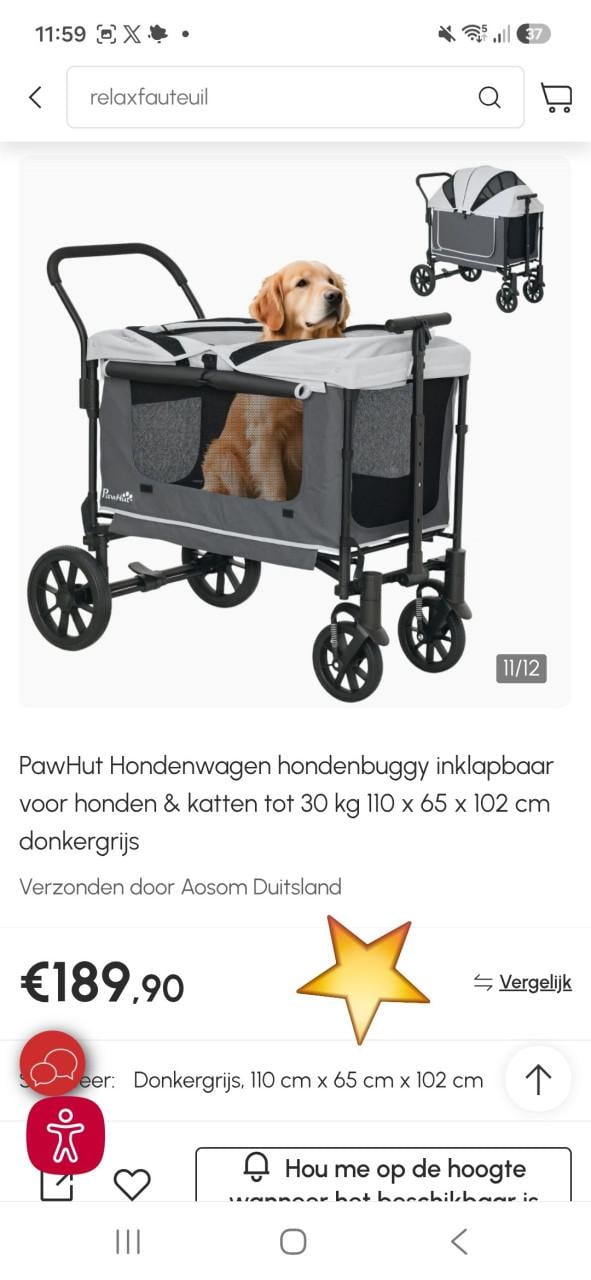 Nieuw‼️Pawhut Hondenbuggy tot 30kg