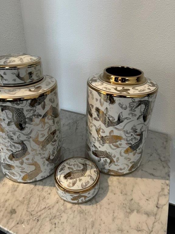 Set grote vazen - gouden koi karpers