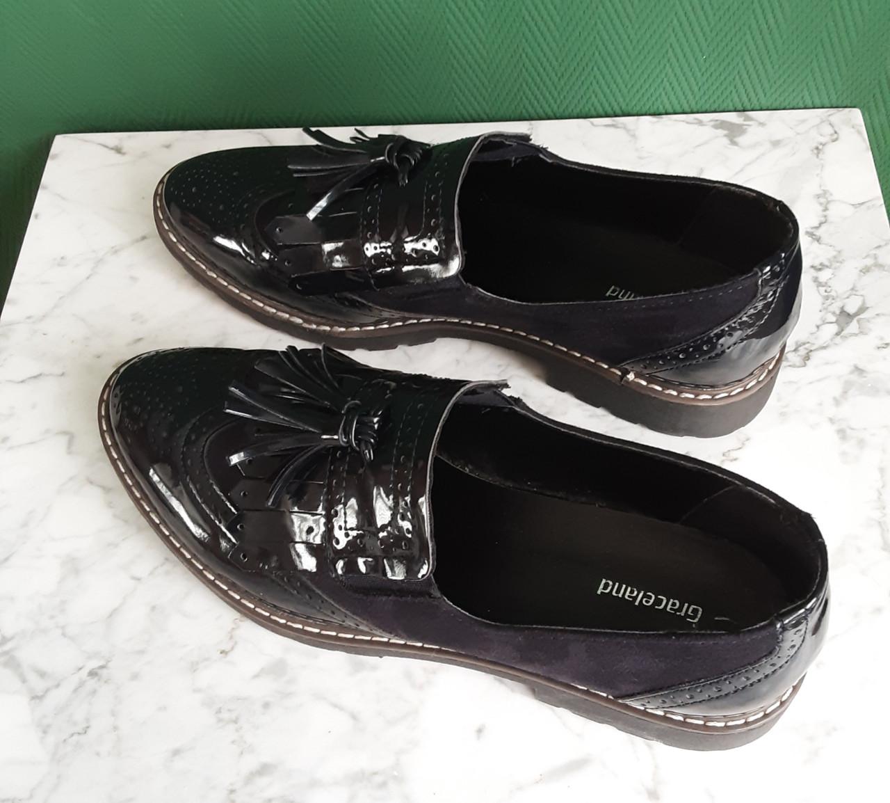 Graceland Blauwe Instappers 40 . leer en suedine