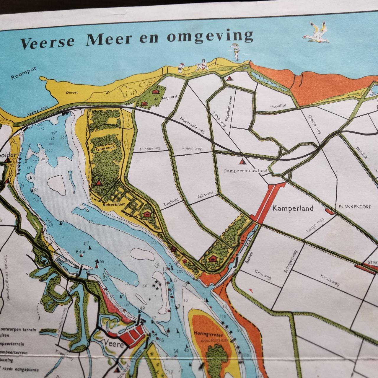 OUDE KAART VAN HET VEERSE MEER EN OMGEVING