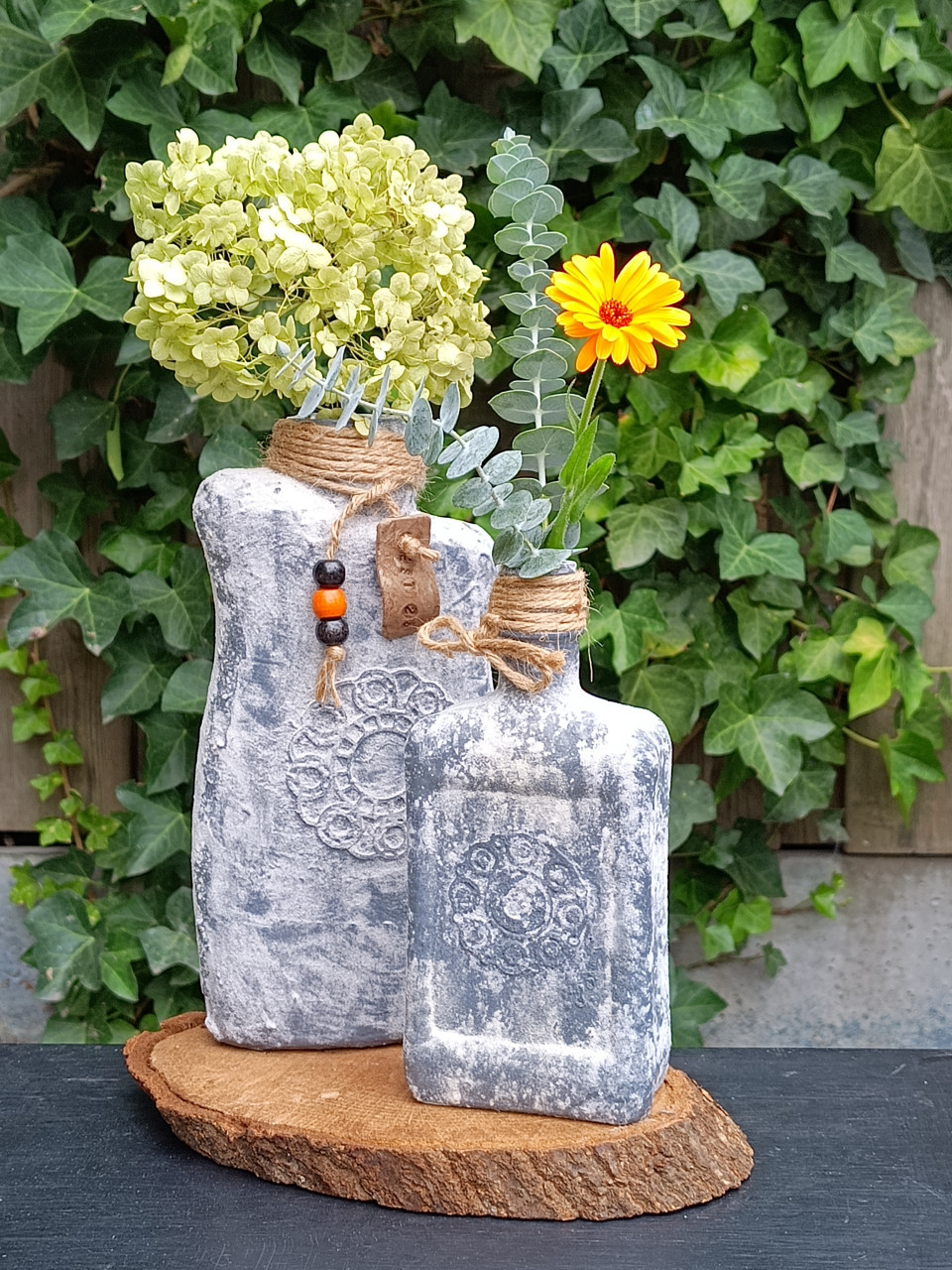 Workshop flessen en potten in betonlook
