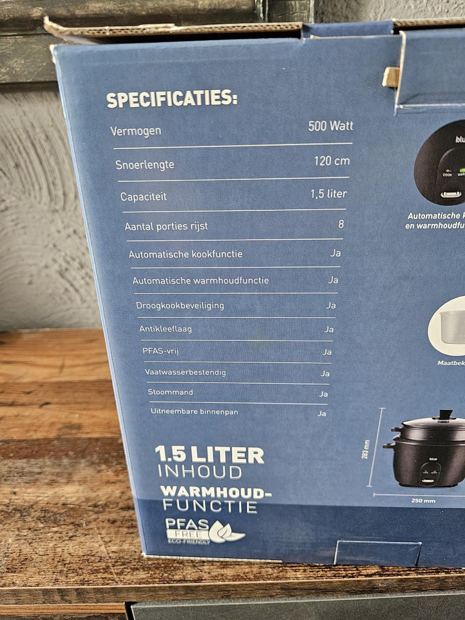 Blue Home Rijstkoker 1.5L 500W - Nieuw in doos