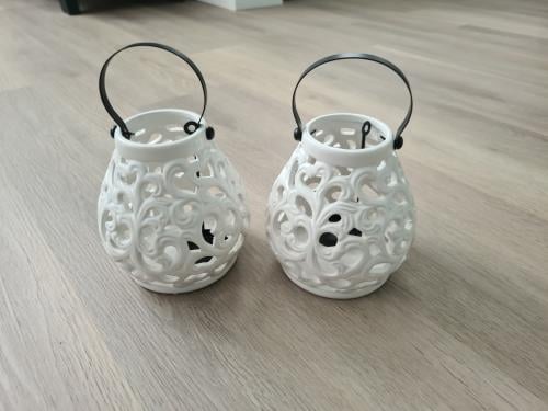 Windlichten steen wit