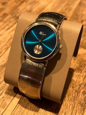 Zilverkleurig Wigwam horloge met blauwe wijzerplaat