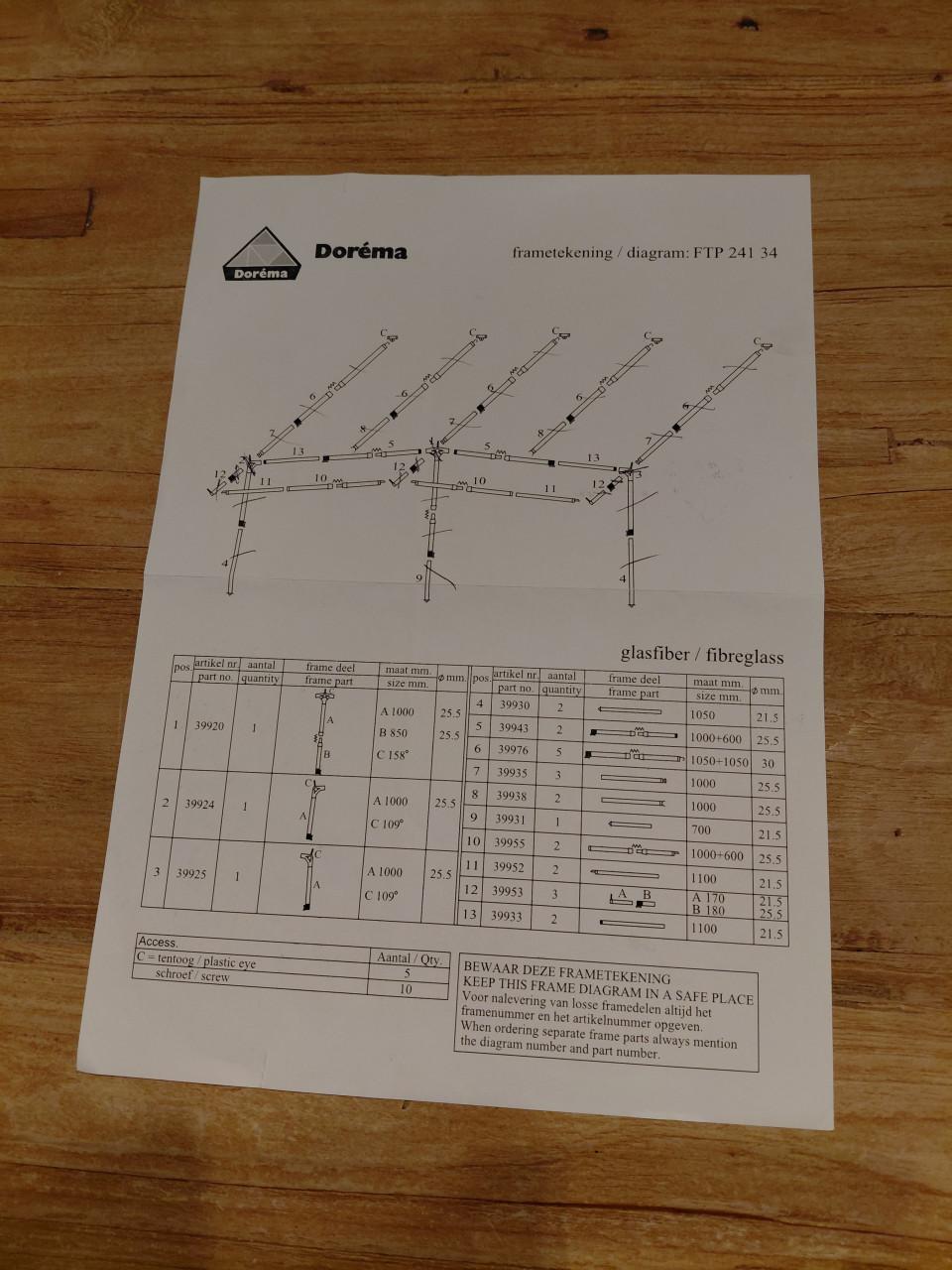 Fibre Tech frame dorema frame maat 4-9