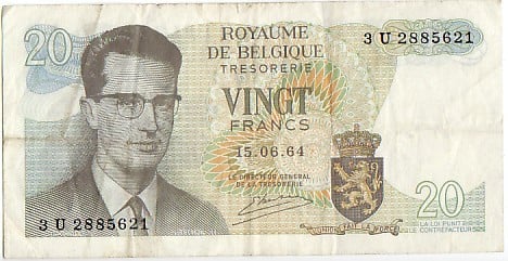 Biljet Belgie 20 Frank 1964