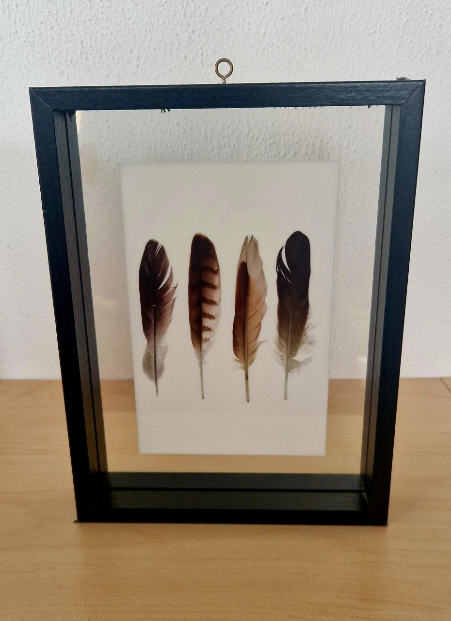 Zwarte houten fotolijst met dubbele glasplaten, 21x16 cm