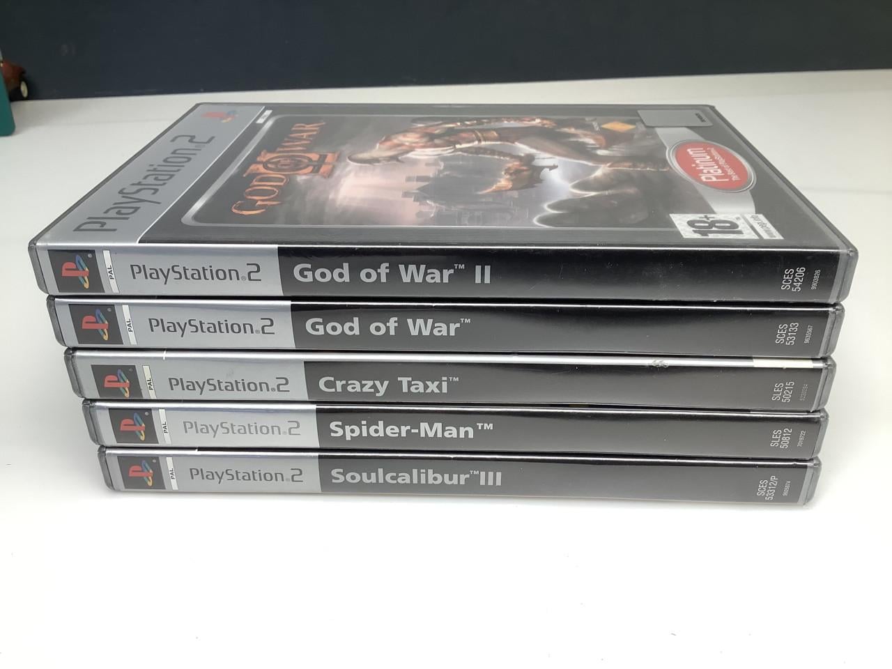 PlayStation 2 spellen: God of War, Spiderman, Soulcallibur 3, Crazy Taxi