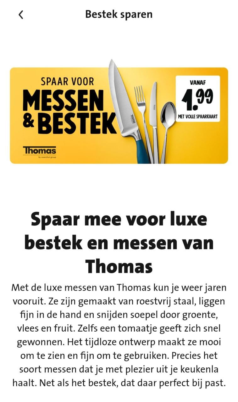 Spaarzegels messen en bestek spaaractie Jumbo