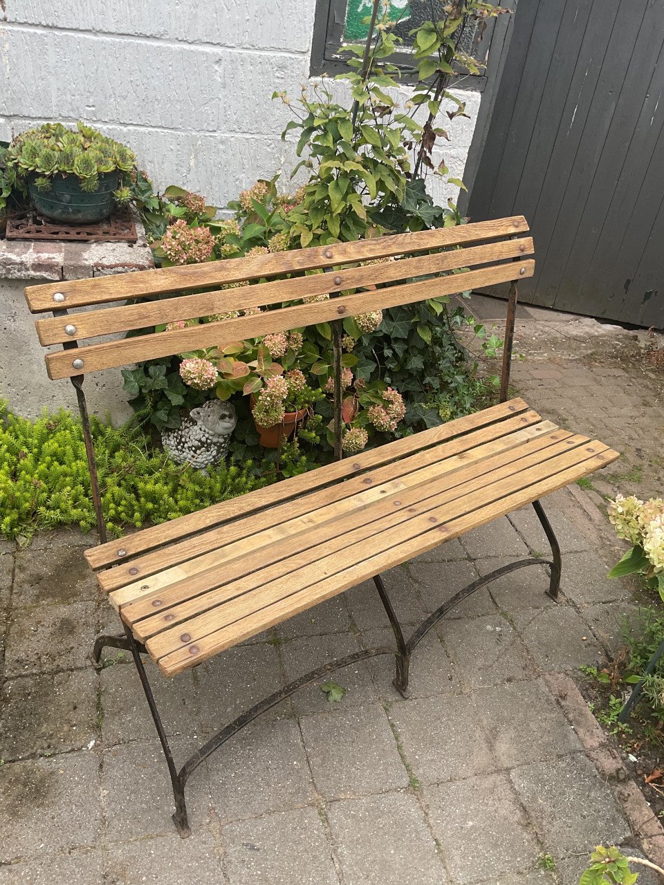 Brocante tuinbank ( inklapbaar )