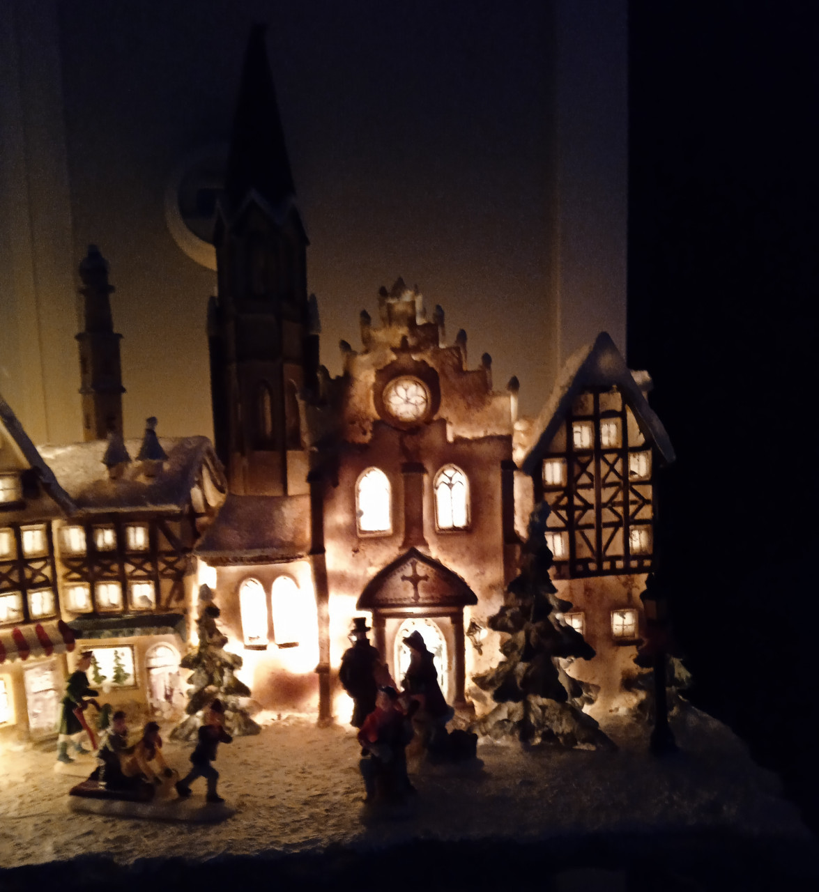 Prachtig kerstdorp met verlichting