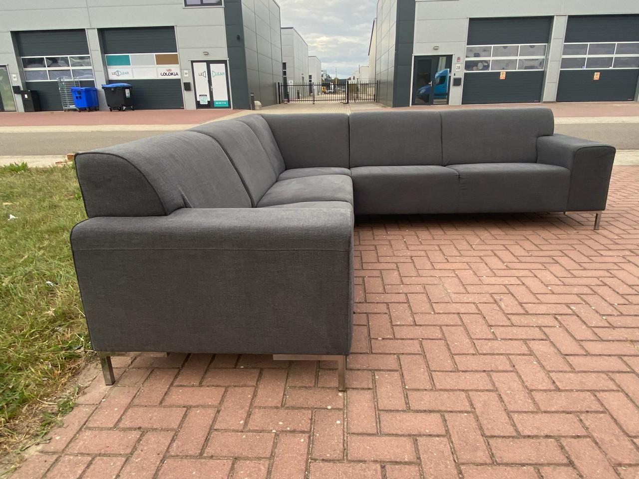 Mooie Grijze Stoffen Hoekbank-Moderne Lounge Zit-Gratis Levering