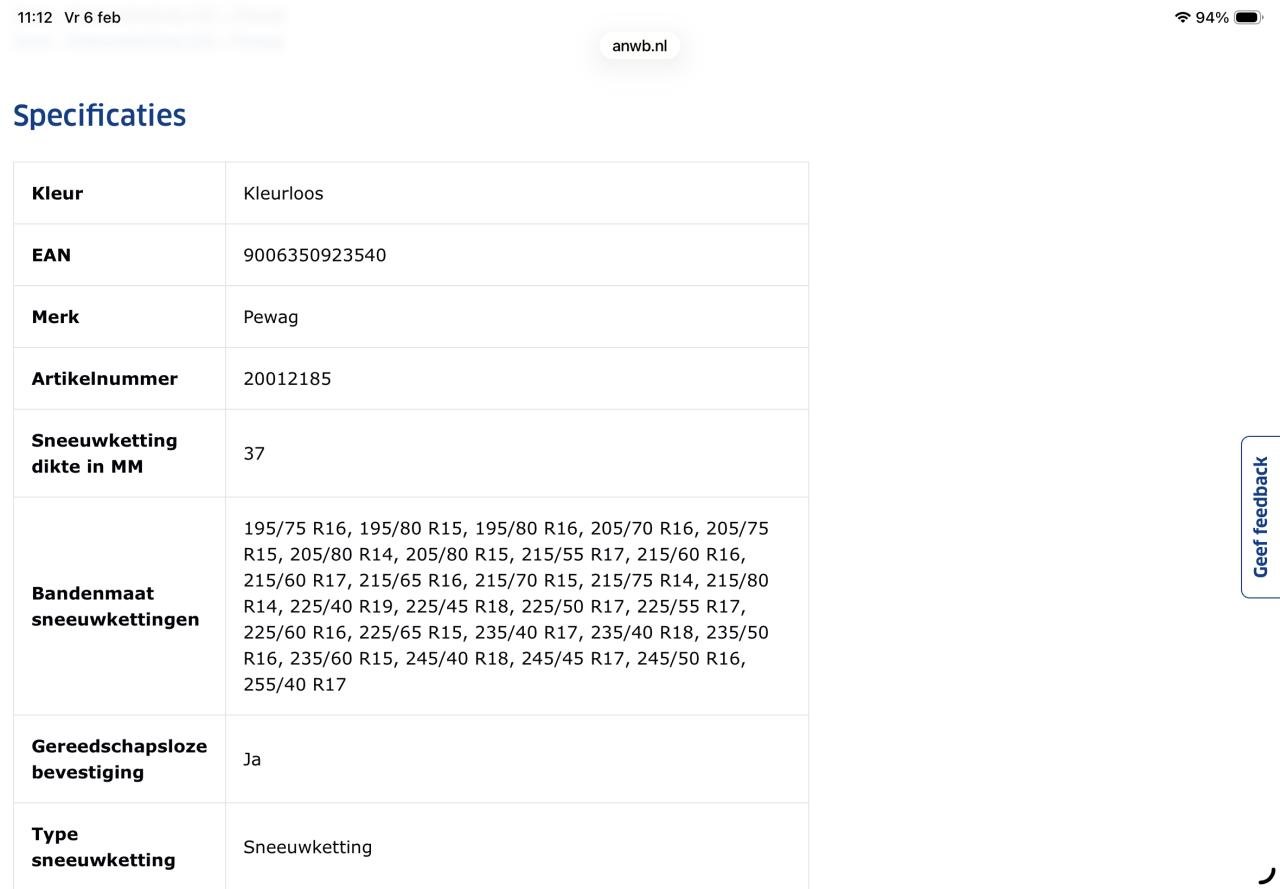 Pewag snox sneeuwkettingen type 560