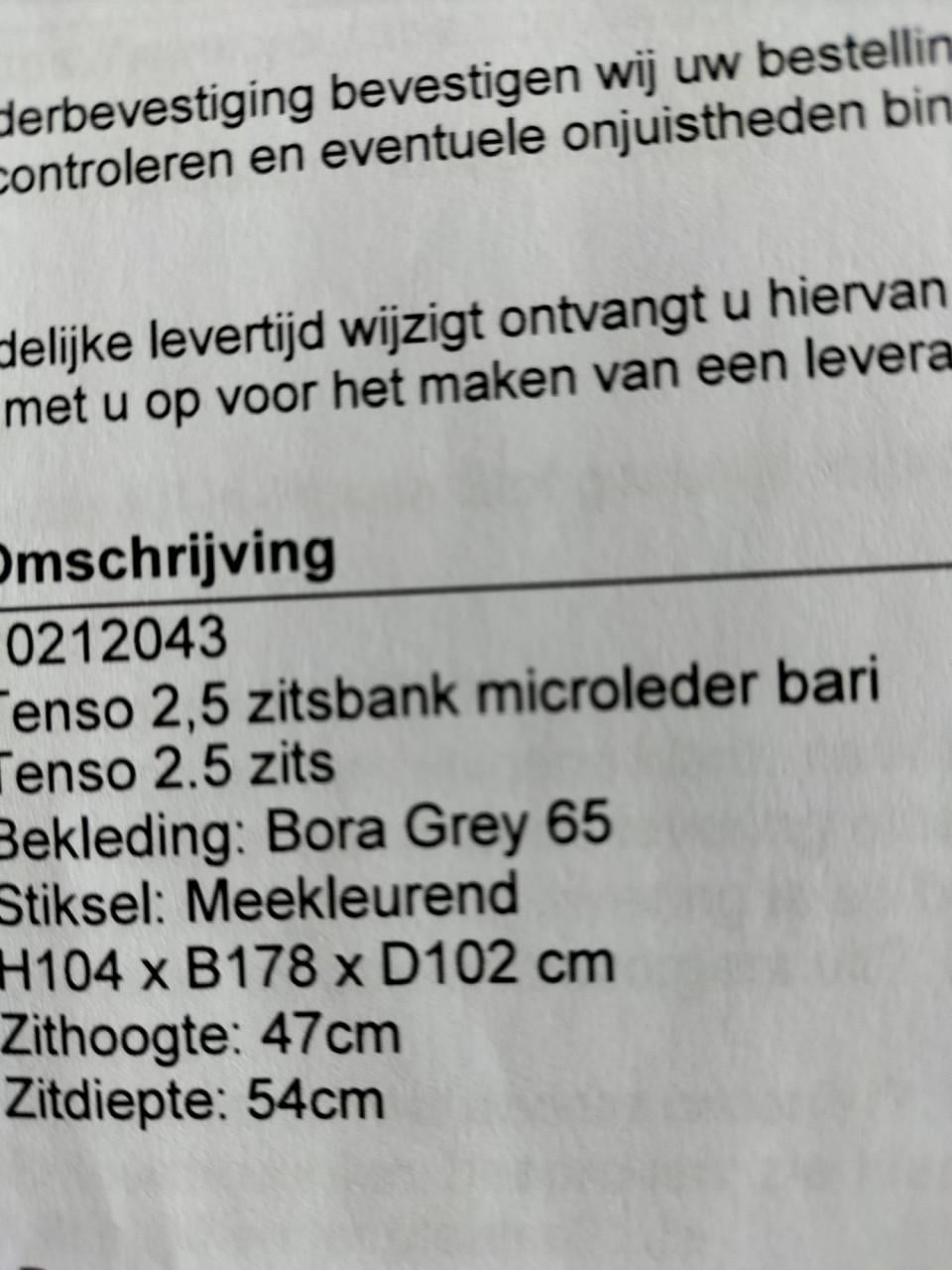 Zilverkleurig leren 2 1/2 zits Poortvliet bank