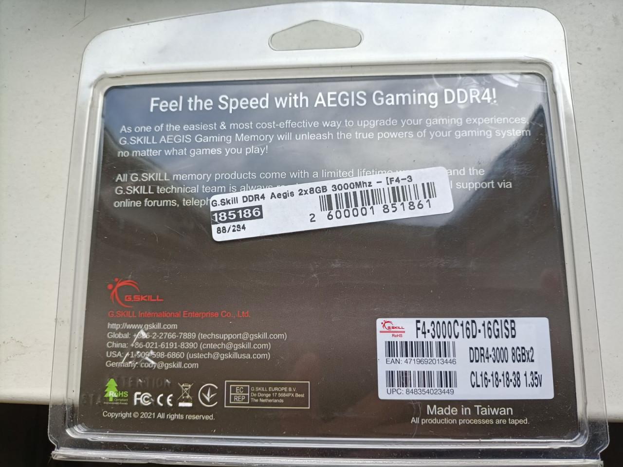 Nieuw geheugen van G.Skill 16 Gb DDR 4 Geheugen ( 2x8 )