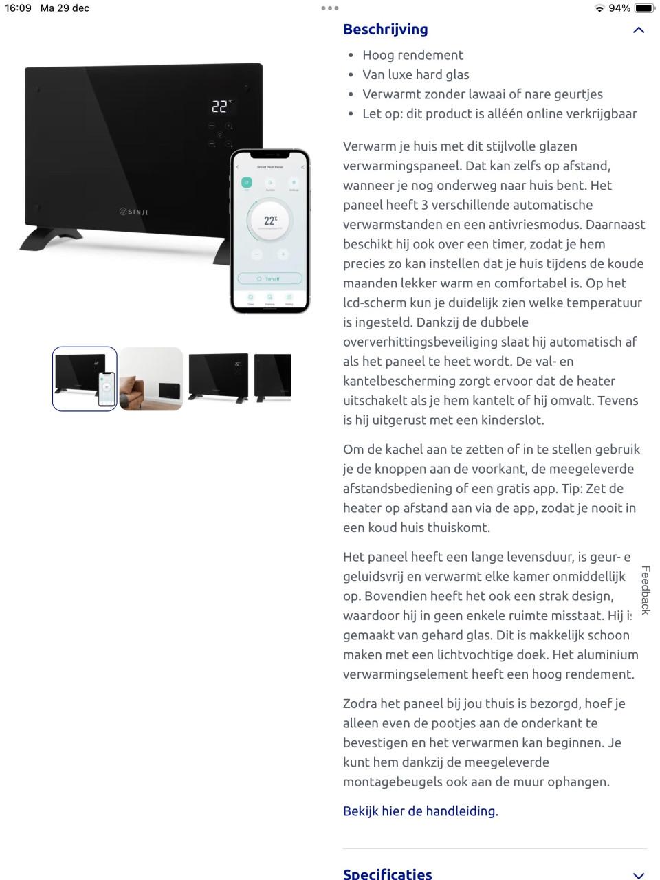 Vrijwel nieuwe Sinji Smart Glass verwarmingspaneel