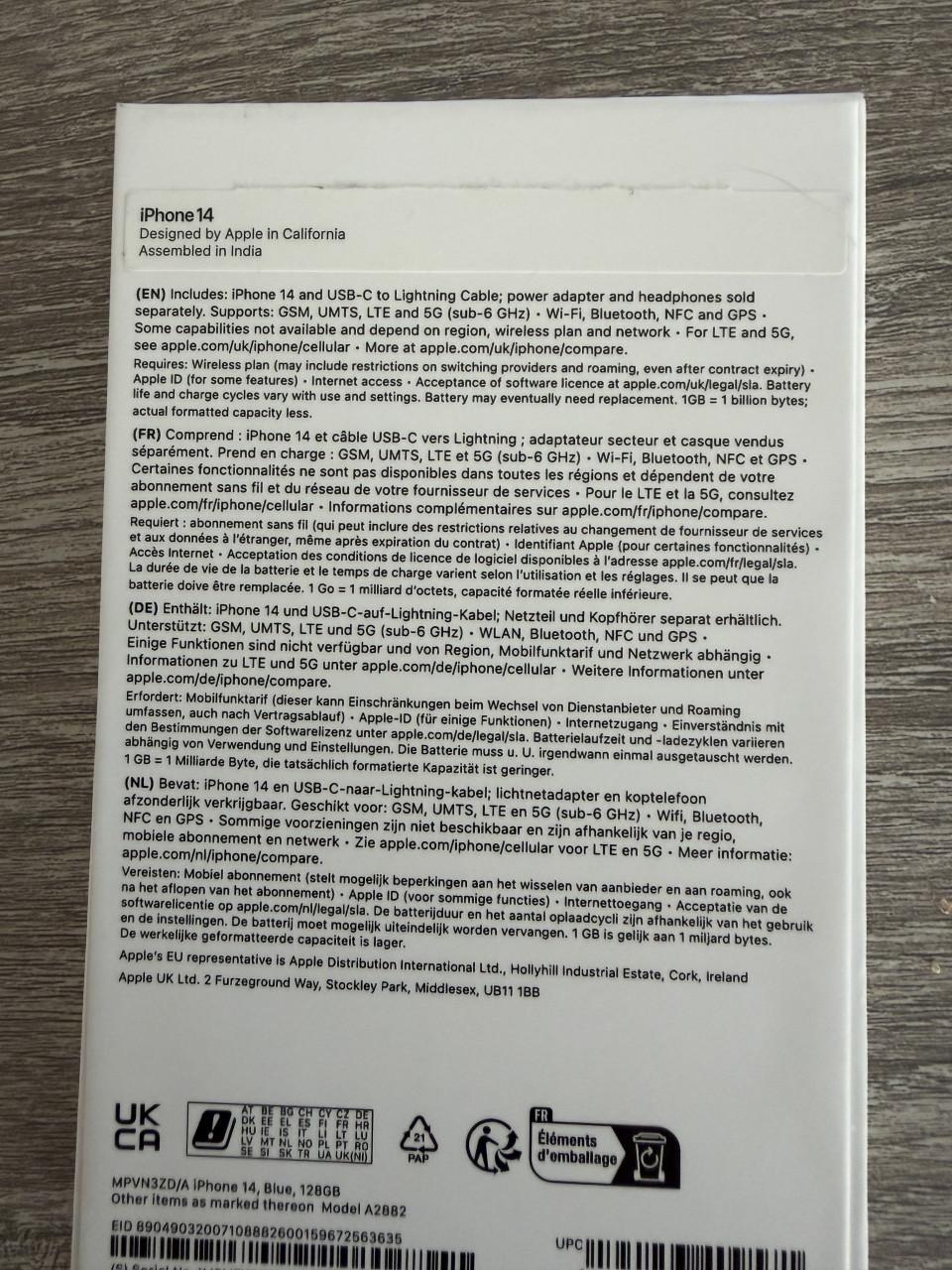 Apple iPhone 14 kleur blauw, 128 GB